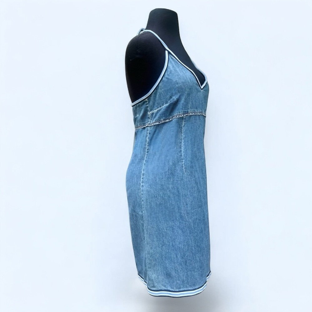 Old Navy Vintage Y2K Blue Denim Halter Empire Waist Mini Dress | Women’s 8 - Picture 2 of 6